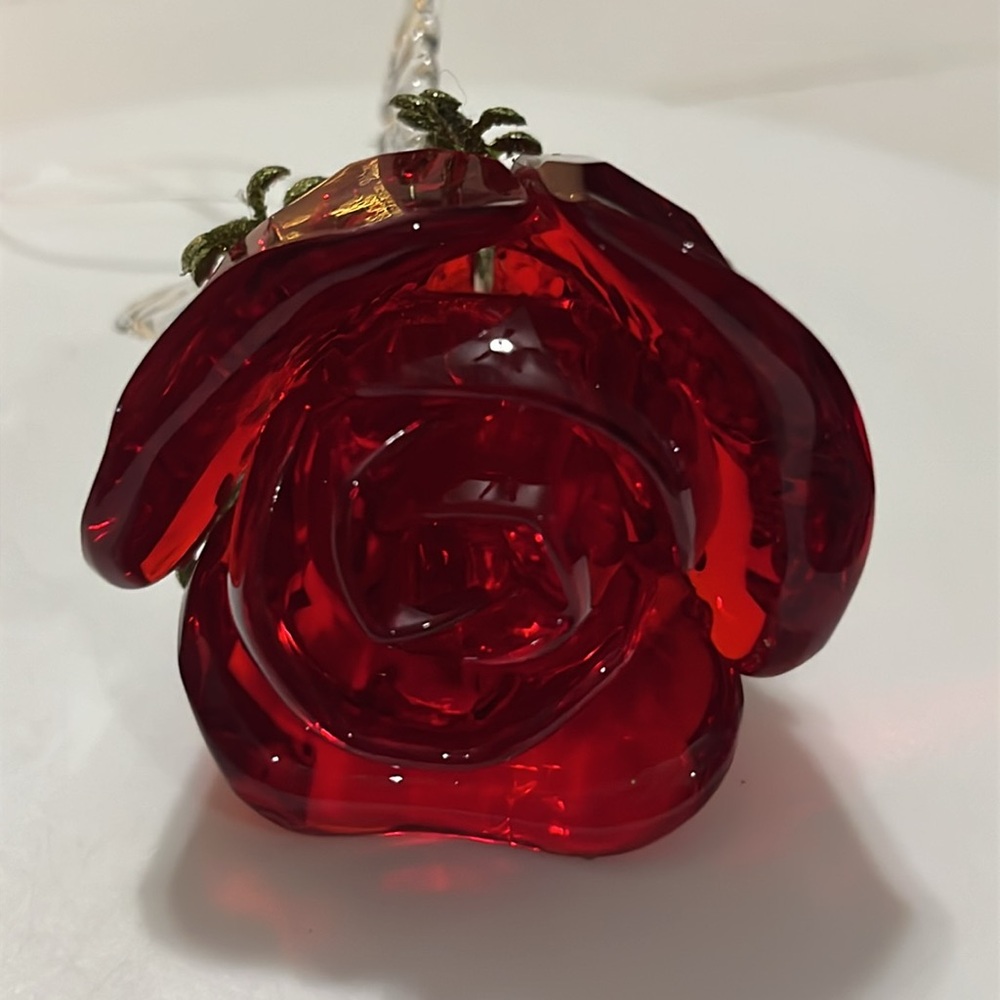 Crystal Angel Ornament with Red and Green Accents rose bottom - Picture 3 of 3